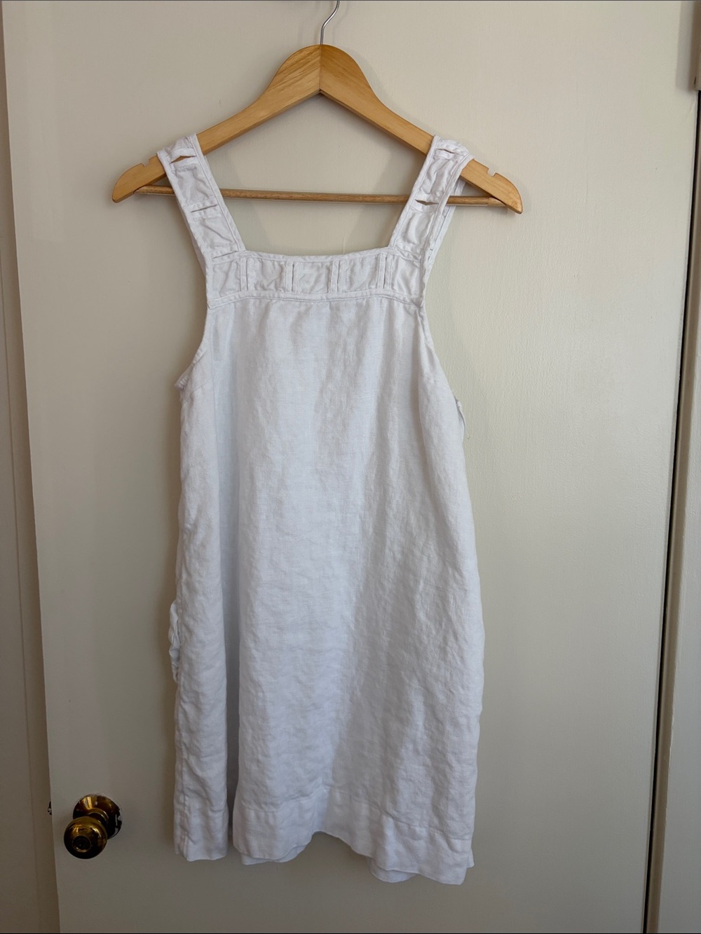 Madewell White Linen Pinafore Mini Dress